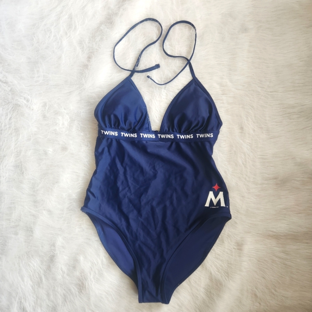Womens Minnesota Twins Swimsuit One Piece G-III 4Her By Carl Banks Blue Medium
